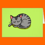 Cute grey cat sleeping cards