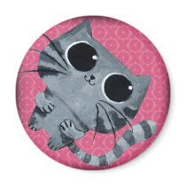 artsprojekt, kawaii cute cartoon, kitty, cartoon, kawaii, cute cat, cartoon cat, kawaii cat, illustration, illustration cat, cats, cuteness, japanese popular culture, gift, cat, cute, Magnet with custom graphic design