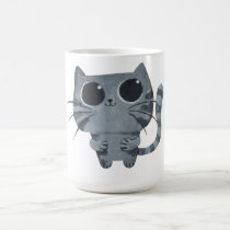 Cute Grey Cat with big black eyes mugs