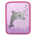 Cute Grey Dolphin Cartoon in Pink Water iPad Sleeves