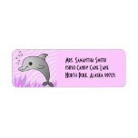 Cute Grey Dolphin in Pink Water Custom Return Address Label