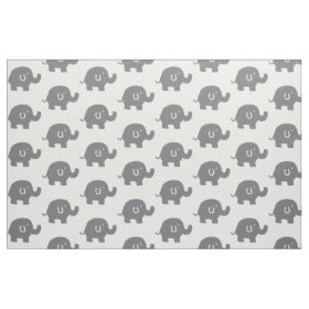 Cute Grey Elephants Pattern Fabric