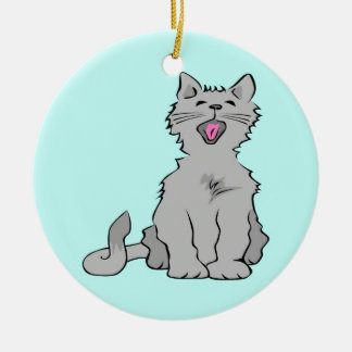 cute grey yawning animated cat christmas tree ornaments cute grey yawning animated cat christmas tree ornaments