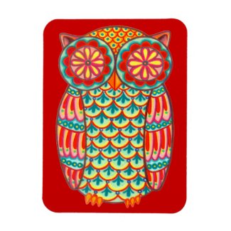 Cute Groovy Retro Owl Art Premium Magnet