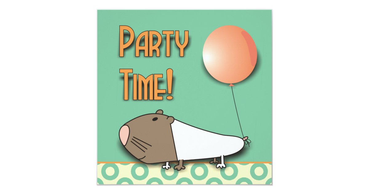 Cute Guinea Pig Kids Birthday Party Invitation | Zazzle