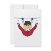 Cute Gymnast on Bar RSVP Card Invites