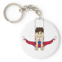 Cute Gymnast on Rings Keychain