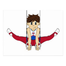 Cute Gymnast on Rings Postcard