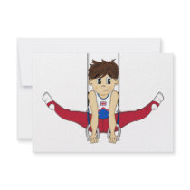 Cute Gymnast on Rings RSVP Card Custom Announcement