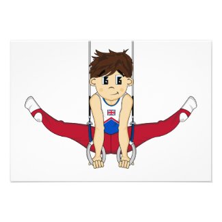Cute Gymnast on Rings RSVP Card Custom Announcement