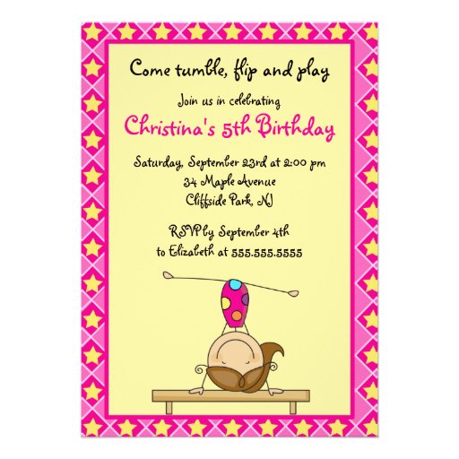 Cute Gymnastic Birthday Party Invitations