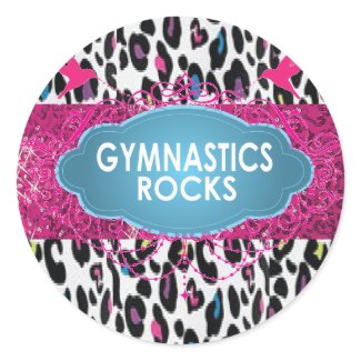 Cute Gymnastic Rocks Cheetah Pink SPARKLE Stickers
