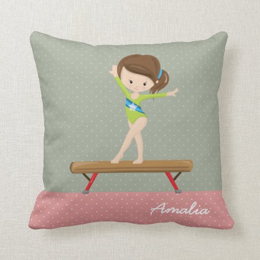 Cute gymnastics girl throw pillow Zazzle