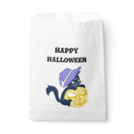 Cute Halloween Black Cat and Pumpkin Favor Bags