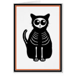 Cute Halloween Cartoon Cat Skeleton Greeting Cards