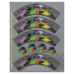 Cute Halloween Cartoon Dinosaurs Cupcake Wrappers Custom Letterhead
