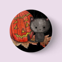 Cute Halloween Cat Pin by Molly Harrison buttons