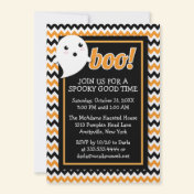 Cute Halloween Chevron & Ghost Party Invitation