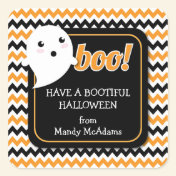 Cute Halloween Chevron & Ghost Treat Bag Sticker