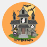 Cute Halloween haunted house & little witch Sticker
