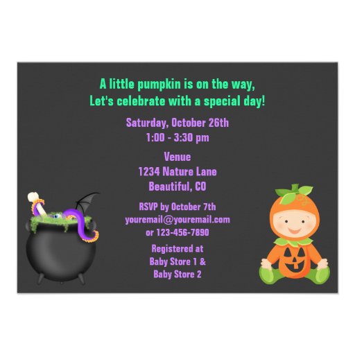 Cute Halloween Neutral Baby Shower Invitation