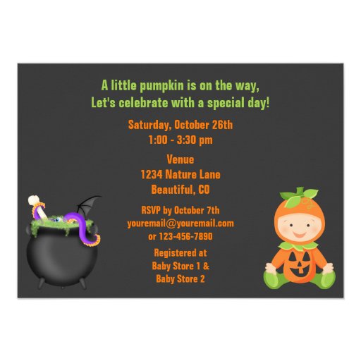 Cute Halloween Neutral Baby Shower Invitation