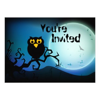 Cute Halloween Owl Baby 1st Birthday Invite