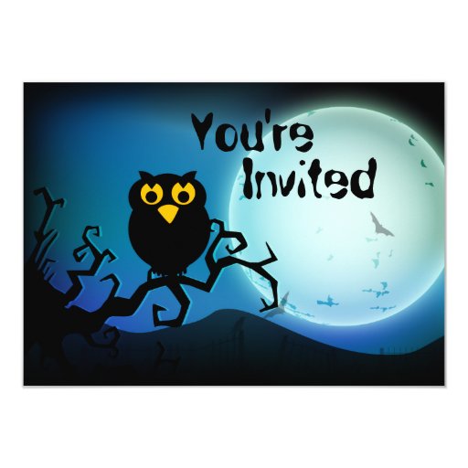 Cute Halloween Owl Birthday Invitation (front side)