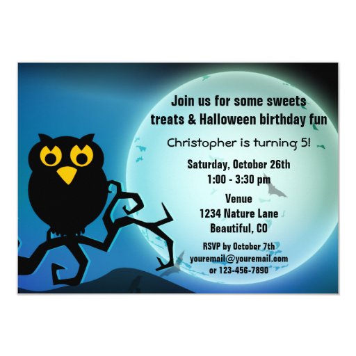 Cute Halloween Owl Birthday Invitation