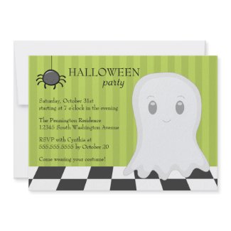 Cute Halloween party ghost and spider invitation invitation
