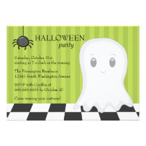 Cute Halloween party ghost and spider invitation