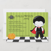 Cute Halloween party vampire and spider invitation invitation