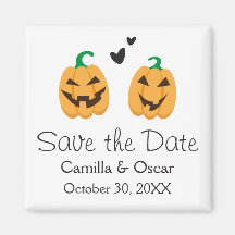Cute Halloween pumkin wedding save the date magnet