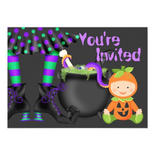 Cute Halloween Pumpkin Baby 1st Birthday Invite