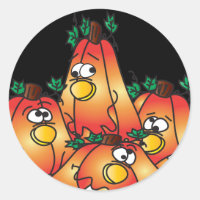Cute Halloween Pumpkin Group Classic Round Sticker