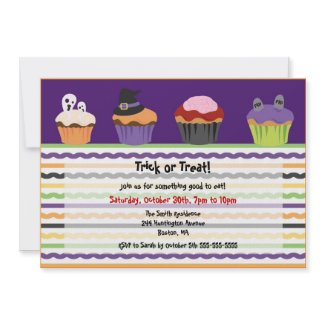 CUTE Halloween Scary Cupcake Invitation invitation