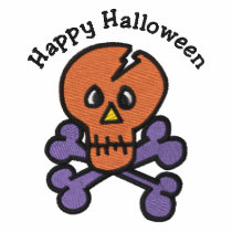 Cute Halloween Skull and Crossbones Embroidered embroidered shirts