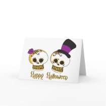 Cute Halloween Skull Couple cards by sixteenthkid Cute Halloween Skull Couple cards