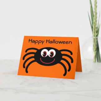 Cute Halloween Spider Orange Greeting Card card