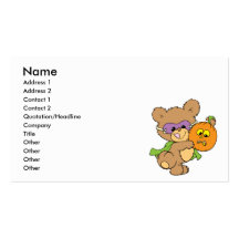 cute halloween superhero teddy bear design business cards