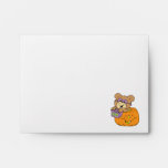 cute halloween teddy bear in pumpkin boo envelopes