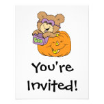 cute halloween teddy bear in pumpkin boo invitations