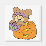 cute halloween teddy bear in pumpkin boo magnets
