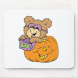 cute halloween teddy bear in pumpkin boo mousepads