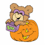 cute halloween teddy bear in pumpkin boo photo sculptures