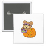 cute halloween teddy bear in pumpkin boo buttons