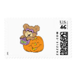 cute halloween teddy bear in pumpkin boo stamps