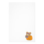 cute halloween teddy bear in pumpkin boo stationery