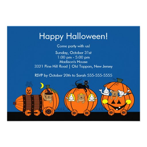 Cute Halloween Train Party Invitation for Kids