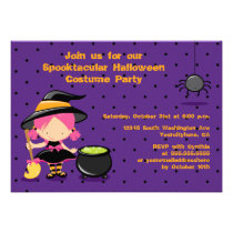 Cute Halloween witch costume party invitation